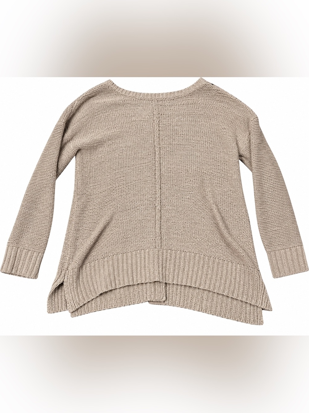 Relaxed Crewneck Knit Sweater in Beige